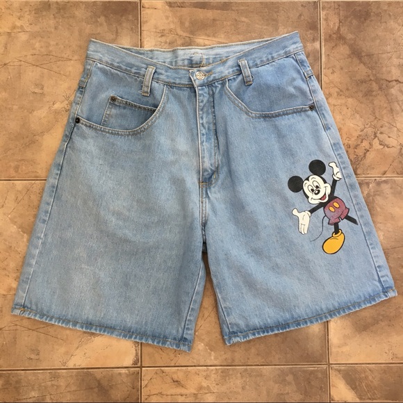 Disney Pants - VTG High Rise Mickey Mouse Denim Shorts Light L
